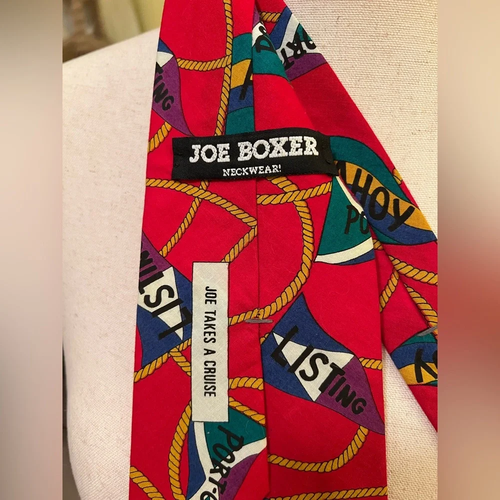 Joe Boxer Vintage Red Nautical Theme Tie EUC